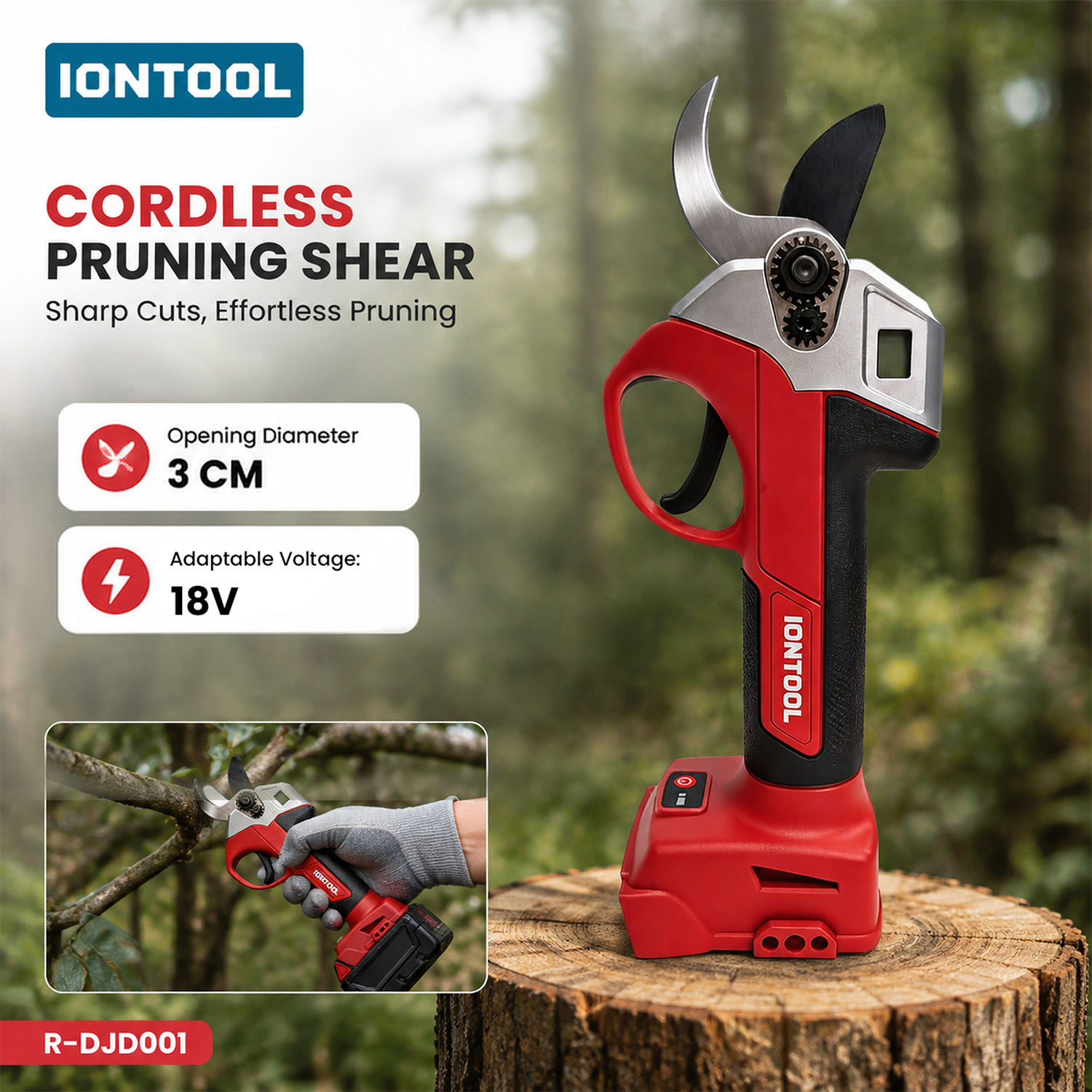 Gardening Tools Scissors - IONTOOL Czerwone Bezprzewodowe Nożyce do Gałęzi